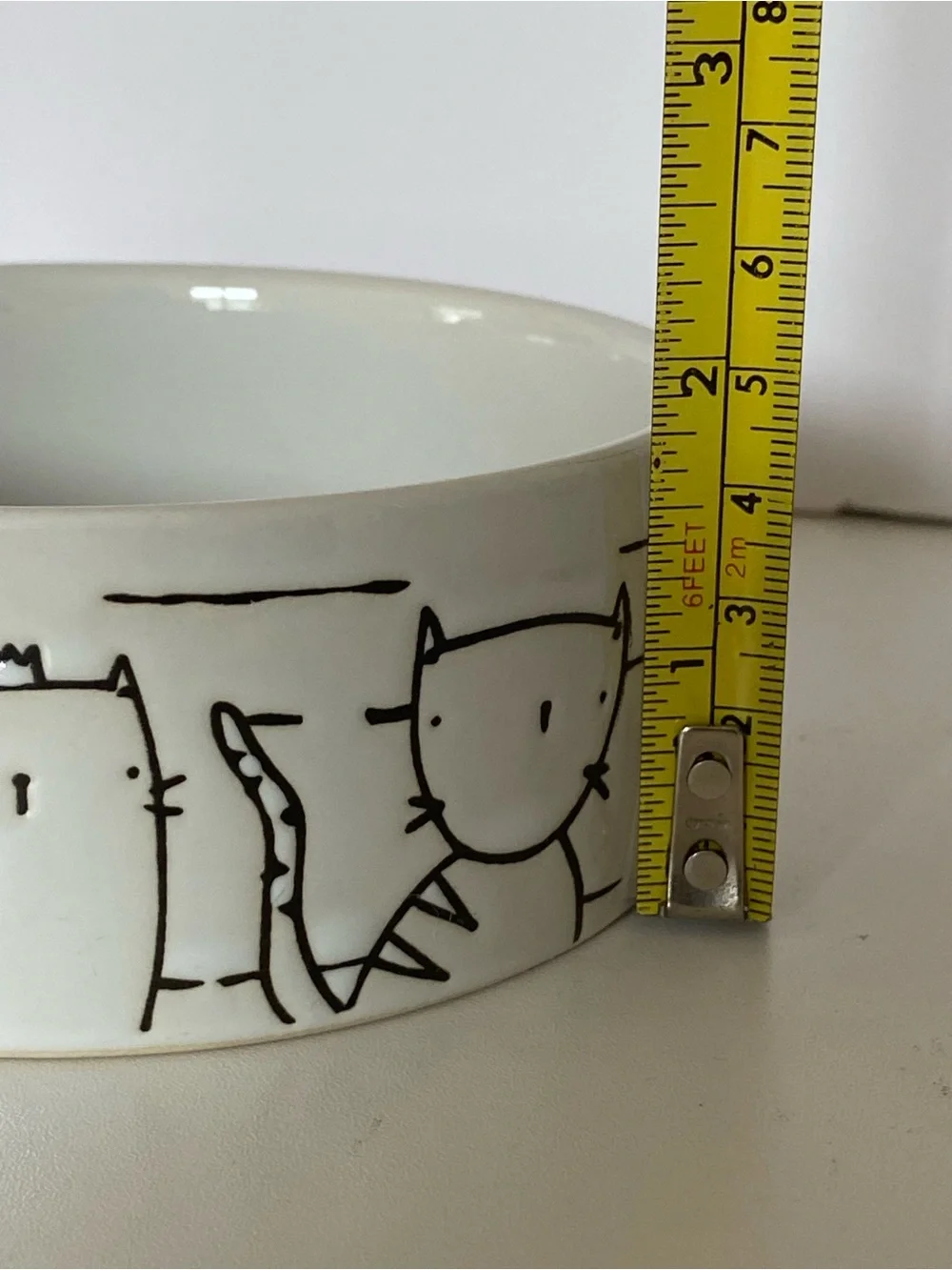 Cat Bowl Food Water Good Kitty White Ceramic 4.5” Embossed Cats All Around EUC